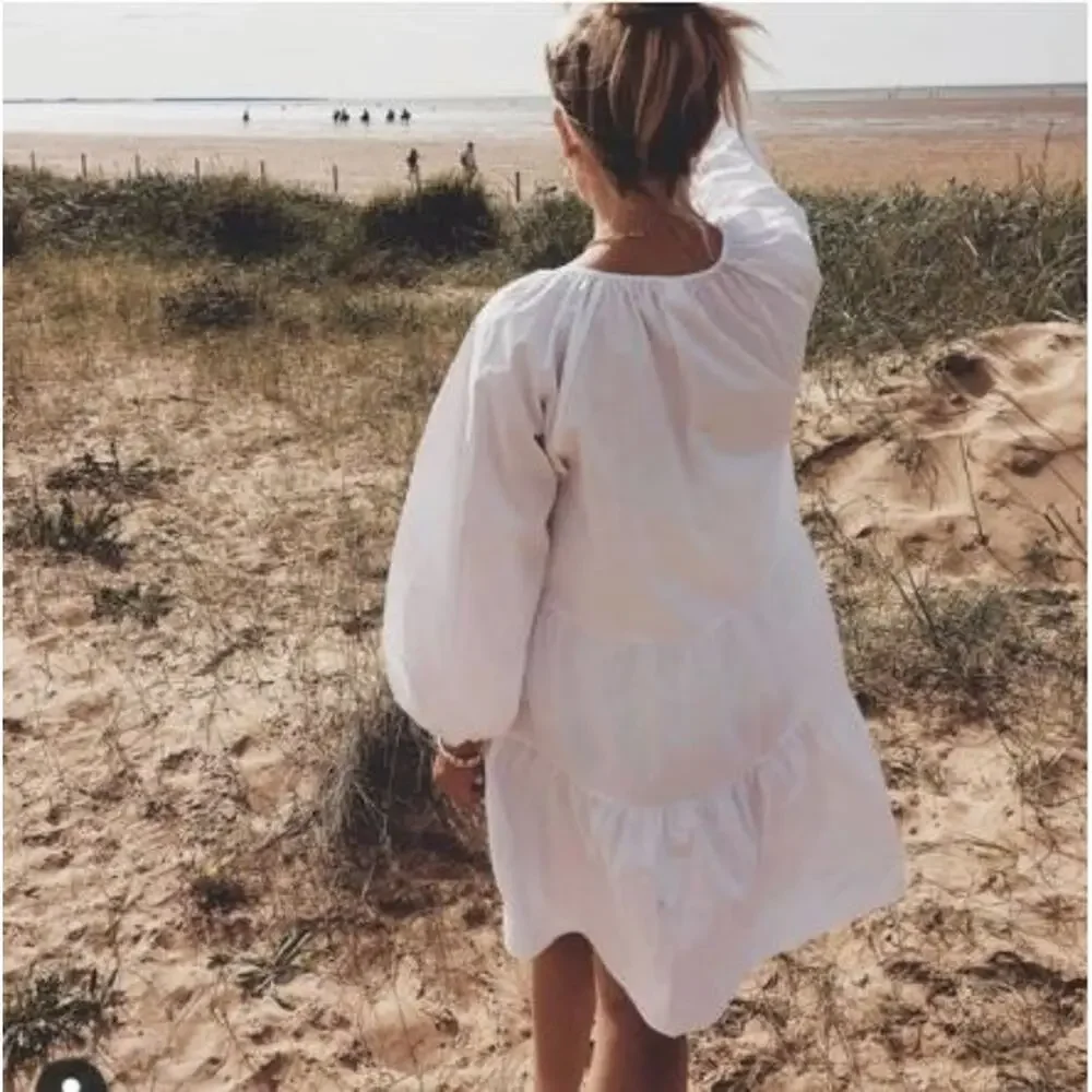 HM NWT BLOGGER FAV COTTON TIERD HIPPIE BOHO CHIC WESTERN WHITE DRESS SMALL - Picture 9 of 10